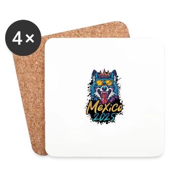 Mexique 2025 Loup de fête - Dessous de verre (lot de 4) - blanc - Devant