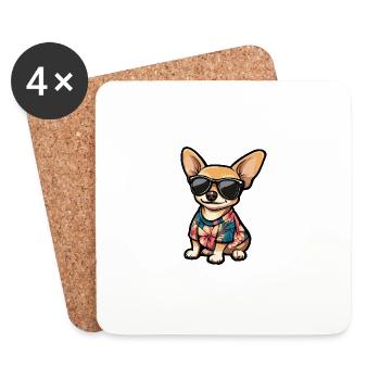Chihuahua Hund Comic Urlaub - Untersetzer (4er-Set) - Weiß - Vorne