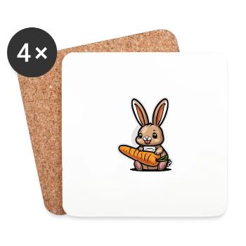 Un rêve de lapin (Collection d’animaux magiques) - Dessous de verre (lot de 4) - blanc - Devant