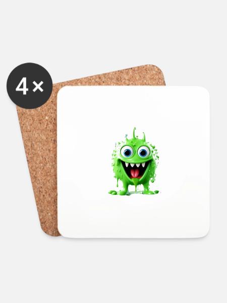 Klecksmonster - Untersetzer (4er-Set) - Weiß