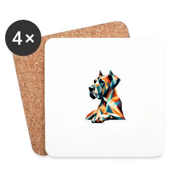 Polygon Deutsche Dogge Hund Bunt Hundeliebe - Untersetzer (4er-Set) - Weiß - Vorne