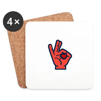 Hand Sign Hand Heart Love Sign Ok Marriage Partner - Coasters (set of 4) - white - Front