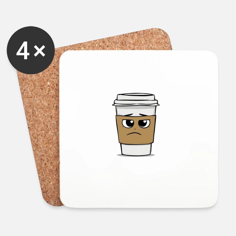 Trauriger Kaffeebecher Cartoon - Untersetzer (4er-Set) - Weiß