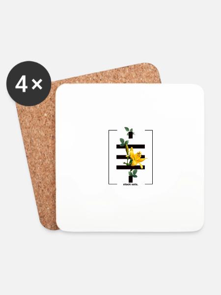 Blumen Bitcoin Crypto Satoshis Symbol 21 - Untersetzer (4er-Set) - Weiß