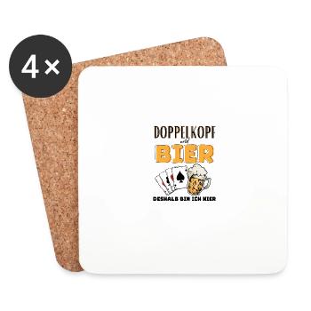 Doppelkopf et bière - Dessous de verre (lot de 4) - blanc - Devant