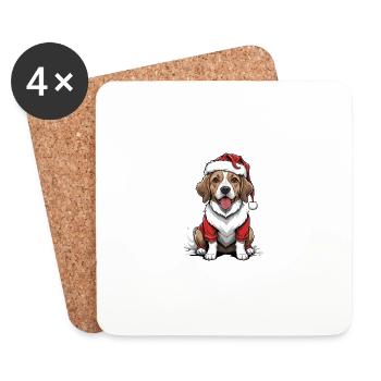 Weihnachtshund Weihnachtsmann Hund Dog Geschenk - Untersetzer (4er-Set) - Weiß - Vorne