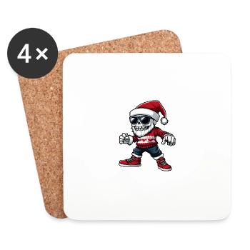 Skeleton Christmas Cool X-Mas - Coasters (set of 4) - white - Front