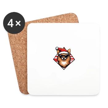 Pomeranian Hund Weihnachten Cool - Untersetzer (4er-Set) - Weiß - Vorne