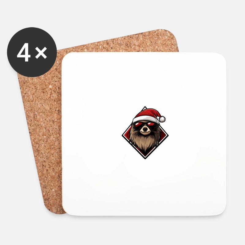 Faultier Weihnachten Cool - Untersetzer (4er-Set) - Weiß
