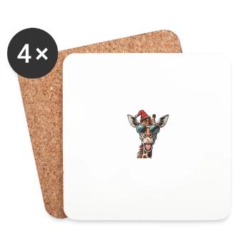 Girafe Noël Drôle - Dessous de verre (lot de 4) - blanc - Devant