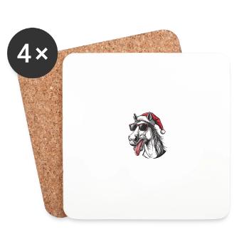 Pferd Weihnachten Lustig - Untersetzer (4er-Set) - Weiß - Vorne