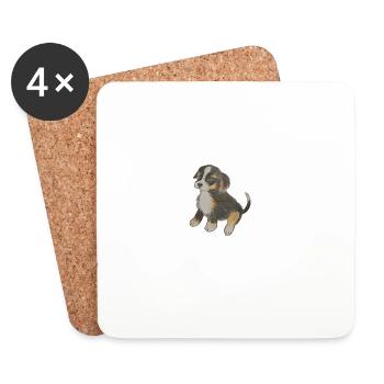 Dessin mignon de chiot de chien de montagne bernois - Dessous de verre (lot de 4) - blanc - Devant
