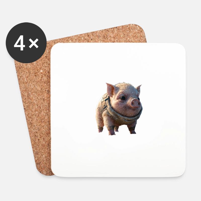 Dolce maiale spaziale - Sottobicchieri (set da 4 pezzi) - bianco