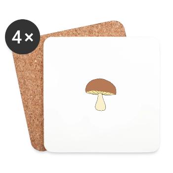 mushroom brown gift idea - Coasters (set of 4) - white - Front