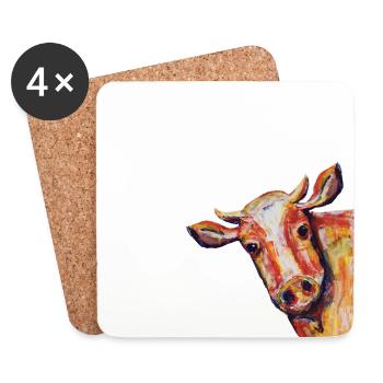 popart Kuh, abstrakte Kunst - Untersetzer (4er-Set) - Weiß - Vorne