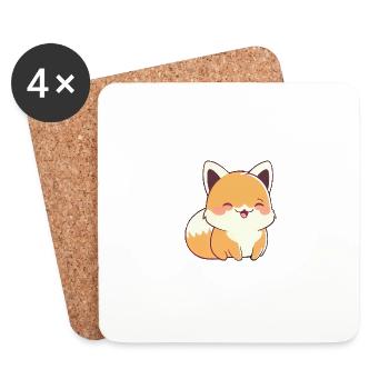Kiitsune cute fox adorable anime kawaii manga - Coasters (set of 4) - white - Front