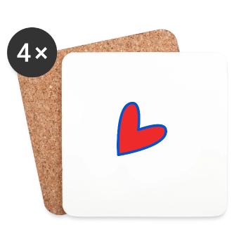 CŒUR. PAPA. MAMAN. EVJF. BEBE. ENFANT. COEUR. FÊTE - Dessous de verre (lot de 4) - blanc - Devant