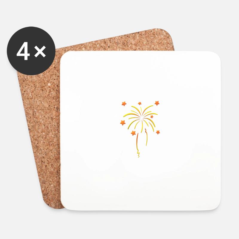 Fireworks Design - Coasters (set of 4) - white