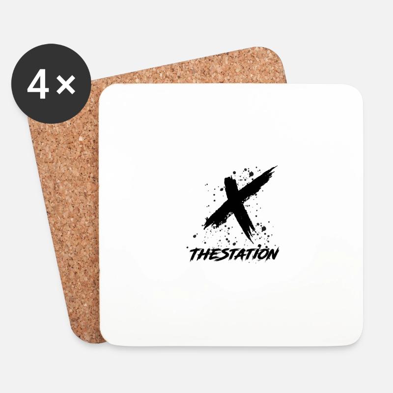 TheStationX in Schwarzem Logo - Untersetzer (4er-Set) - Weiß