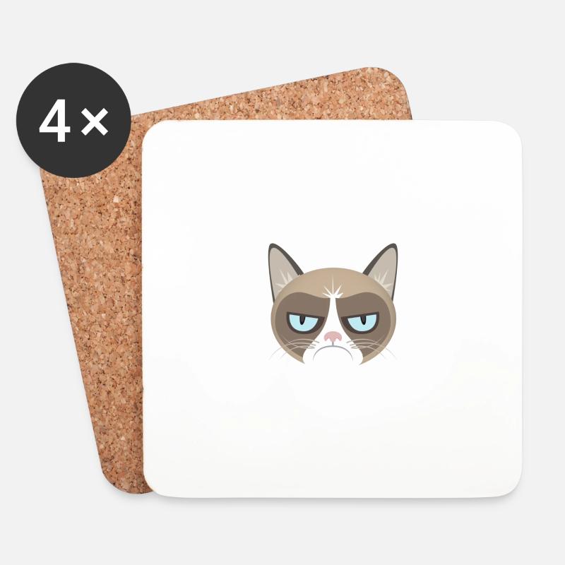 Grumpy Cat - Untersetzer (4er-Set) - Weiß