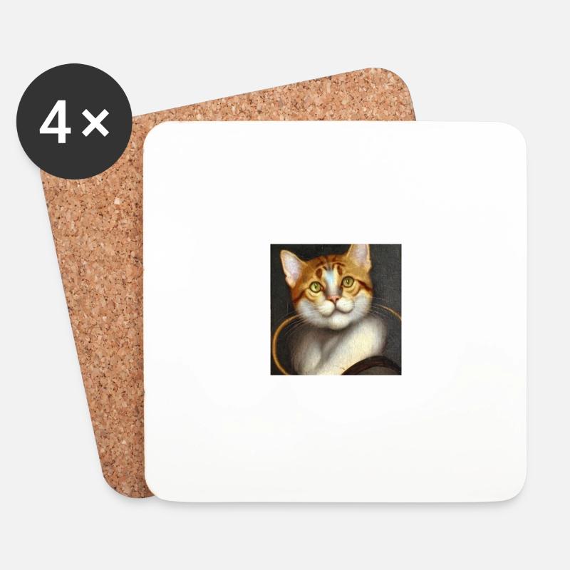 Katzenkunst - Untersetzer (4er-Set) - Weiß