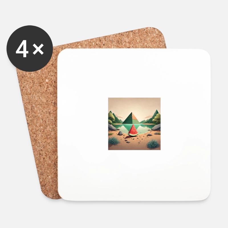 Melone mit Pyramide - Untersetzer (4er-Set) - Weiß