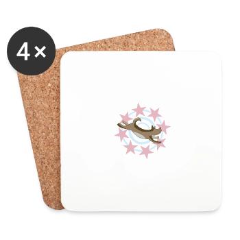 Emmana avec des étoiles roses - Dessous de verre (lot de 4) - blanc - Devant