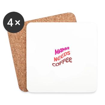 Maman a besoin d’un t-shirt café - Dessous de verre (lot de 4) - blanc - Devant