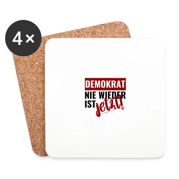 Mimikama Demokrat - Nie wieder ist jetzt - Untersetzer (4er-Set) - Weiß - Vorne