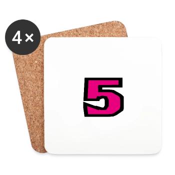 5. 5 ANS. 5e ANNIVERSAIRE. ANNIVERSAIRE 5 ANS. 5. - Dessous de verre (lot de 4) - blanc - Devant