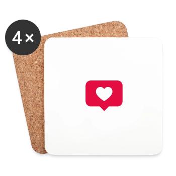 Coeur Instagram comme - Dessous de verre (lot de 4) - blanc - Devant