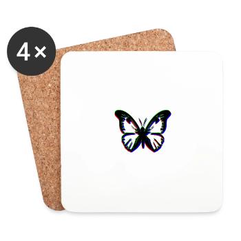 Papillon RVB - Dessous de verre (lot de 4) - blanc - Devant