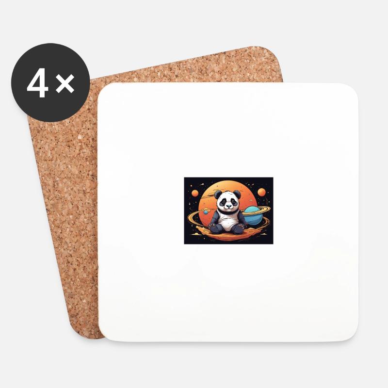 Panda im Weltraum - Untersetzer (4er-Set) - Weiß