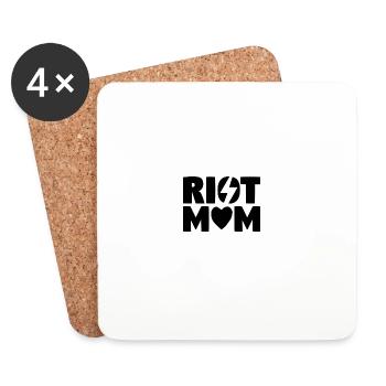«RIOT MOM» Logo - Untersetzer (4er-Set) - Weiß - Vorne