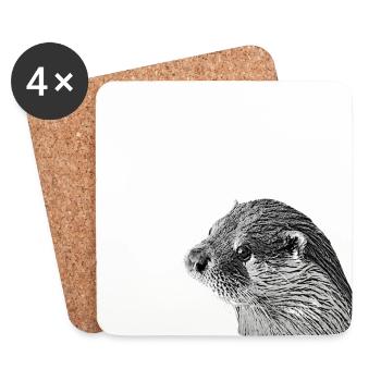 otter head - Coasters (set of 4) - white - Front