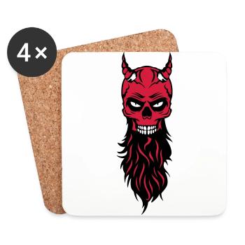 dead head hipster devil bearded beard fantasy luc - Coasters (set of 4) - white - Front
