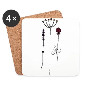 Trio fleurs - Dessous de verre (lot de 4) - blanc - Devant