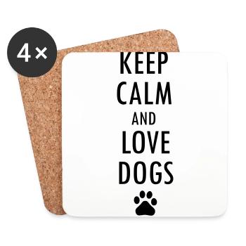 KEEP CALM AND LOVE DOGS dog dog lover - Coasters (set of 4) - white - Front