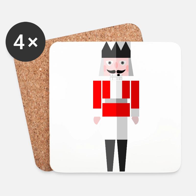 Weihnachtsgrafik Nussknacker Rot by Cultform - Untersetzer (4er-Set) - Weiß