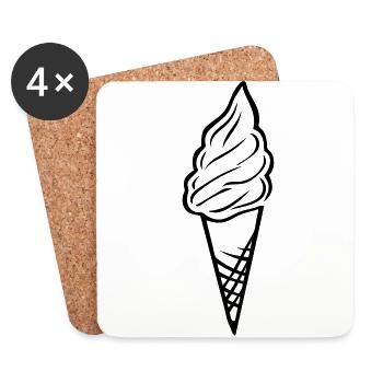 glace ice cream cornet 1 - Dessous de verre (lot de 4) - blanc - Devant