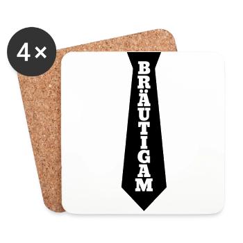 Groom tie for the bachelor party - Coasters (set of 4) - white - Front