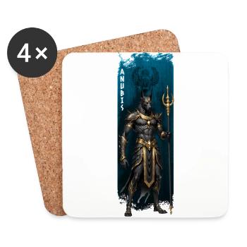 Gardien divin : Anubis avec bâton royal - Dessous de verre (lot de 4) - blanc - Devant