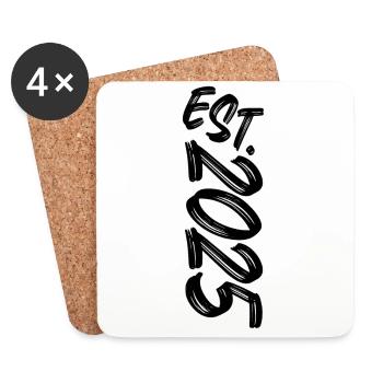 Est. 2025 - Established 2025 - Geburtstag Geschenk - Untersetzer (4er-Set) - Weiß - Vorne