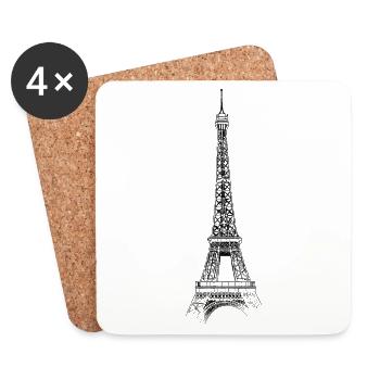 Paris Tour Eiffel France Line Art Abstrait - Dessous de verre (lot de 4) - blanc - Devant