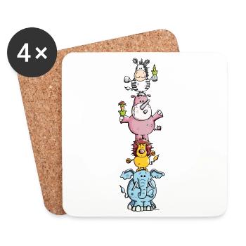 Funny Animal Circus - Zoo - Coasters (set of 4) - white - Front