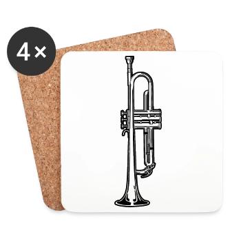 Trompette de jazz - Dessous de verre (lot de 4) - blanc - Devant