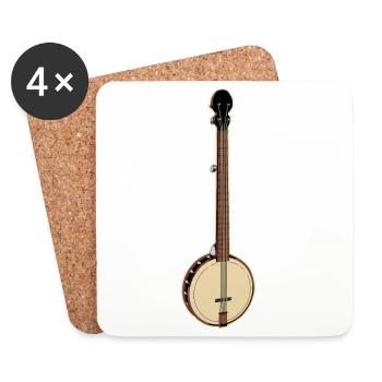 Banjo Bluegrass - Coasters (set of 4) - white - Front