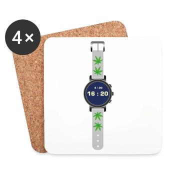 Temps du cannabis 420 - Dessous de verre (lot de 4) - blanc - Devant