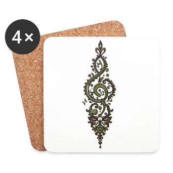 Clé de sol ornée - Dessous de verre (lot de 4) - blanc - Devant