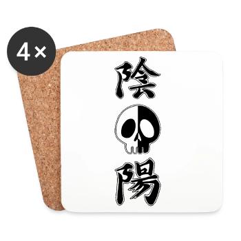 Yin and yang skull - Coasters (set of 4) - white - Front